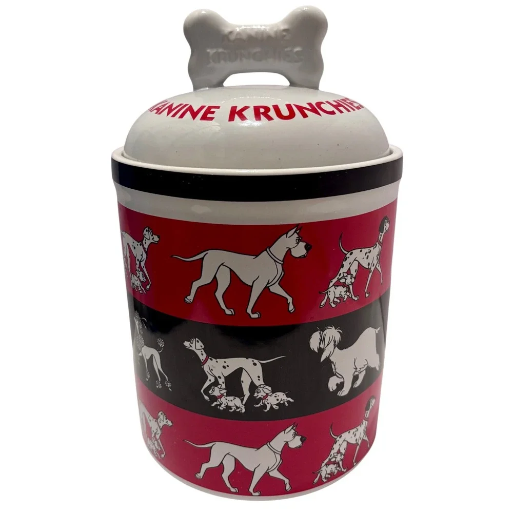 Disney Kanine Krunchies Dog Treat Jar OS Red Black Excellent 101 Dalmatians